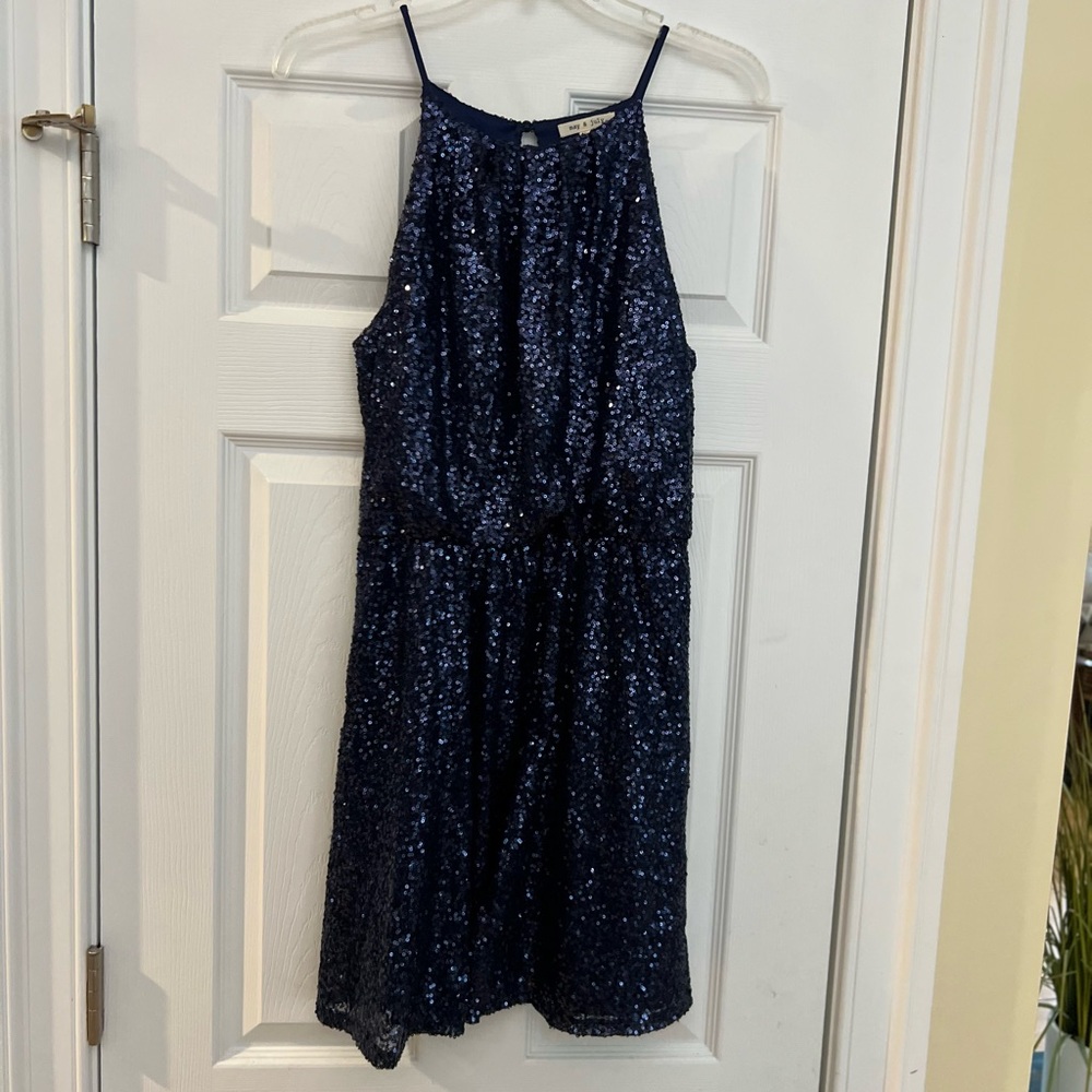 Ladies Size Large "May & July" Navy Sequin Dress GUC ❤️